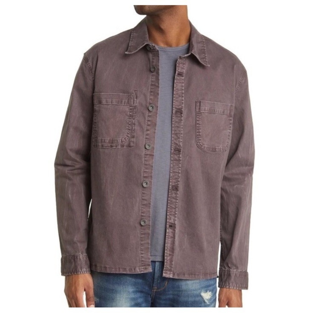 John Varvatos Mens Blythe Shirt Jacket Size XL Purple Cotton Casual Chore